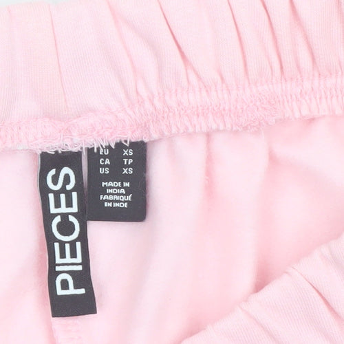 Pieces Womens Pink XS Straight Sweatpants Cotton Blend