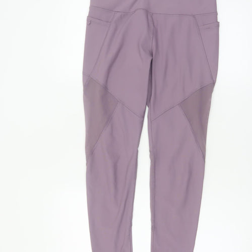 Nygeluxe Womens Mauve Mesh Panel High Waist Leggings M