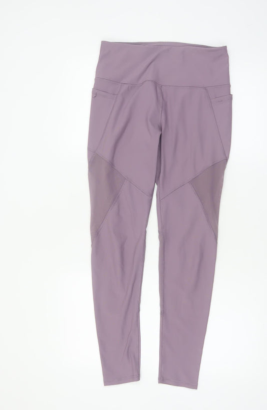 Nygeluxe Womens Mauve Mesh Panel High Waist Leggings M