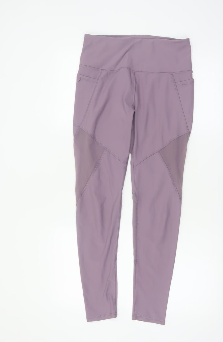 Nygeluxe Womens Mauve Mesh Panel High Waist Leggings M