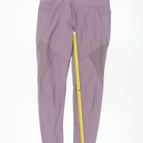 Nygeluxe Womens Mauve Mesh Panel High Waist Leggings M