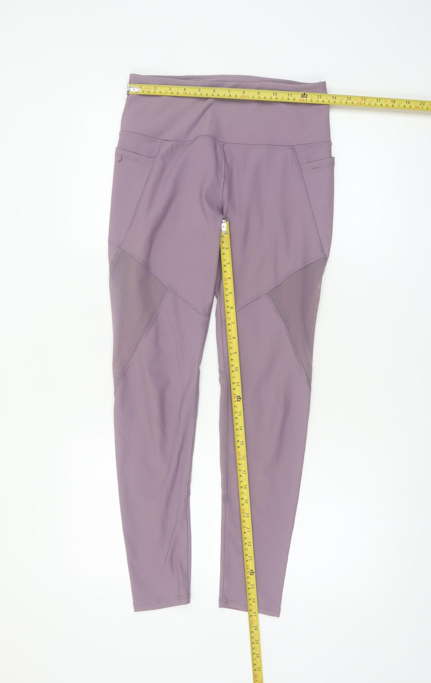Nygeluxe Womens Mauve Mesh Panel High Waist Leggings M