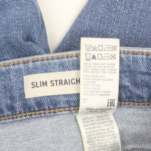 Marks and Spencer Women's Blue Slim Straight Jeans Size 16 Regular