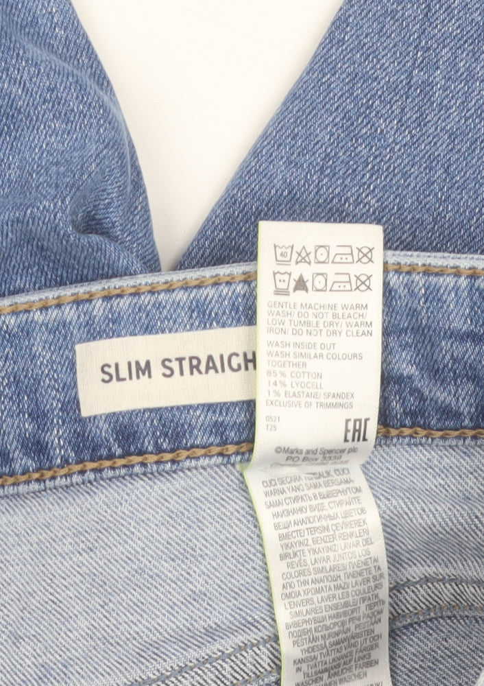 Marks and Spencer Women's Blue Slim Straight Jeans Size 16 Regular