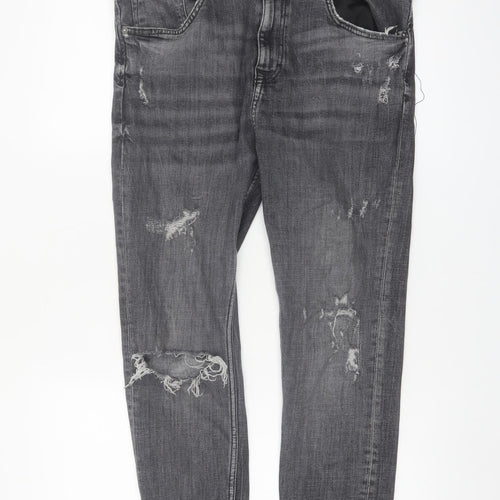 Zara Women Grey Distressed Skinny Jeans Size 14