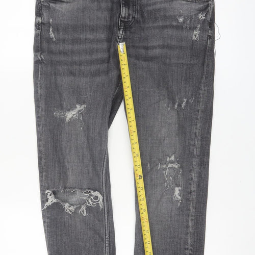 Zara Women Grey Distressed Skinny Jeans Size 14
