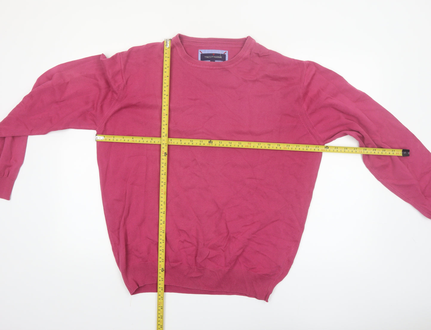 Tricot Marine Men’s Pink Cotton Crew Neck Pullover Jumper L