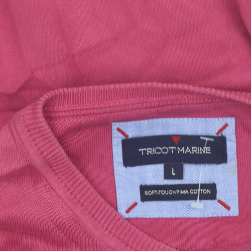 Tricot Marine Men’s Pink Cotton Crew Neck Pullover Jumper L
