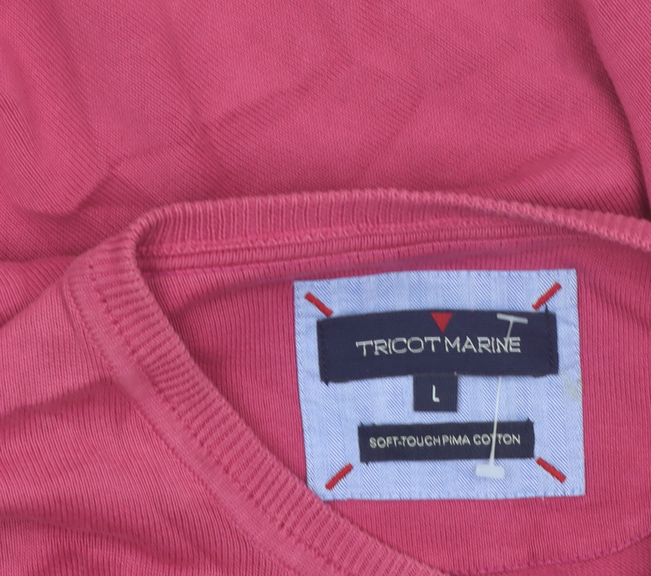 Tricot Marine Men’s Pink Cotton Crew Neck Pullover Jumper L