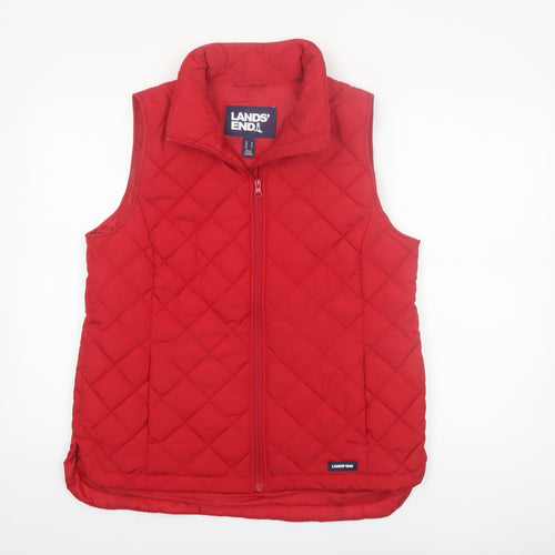 Lands' End Women's Red Quilted Padded Waistcoat M
