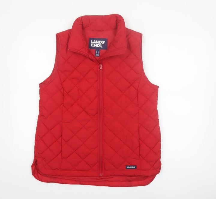 Lands' End Women's Red Quilted Padded Waistcoat M