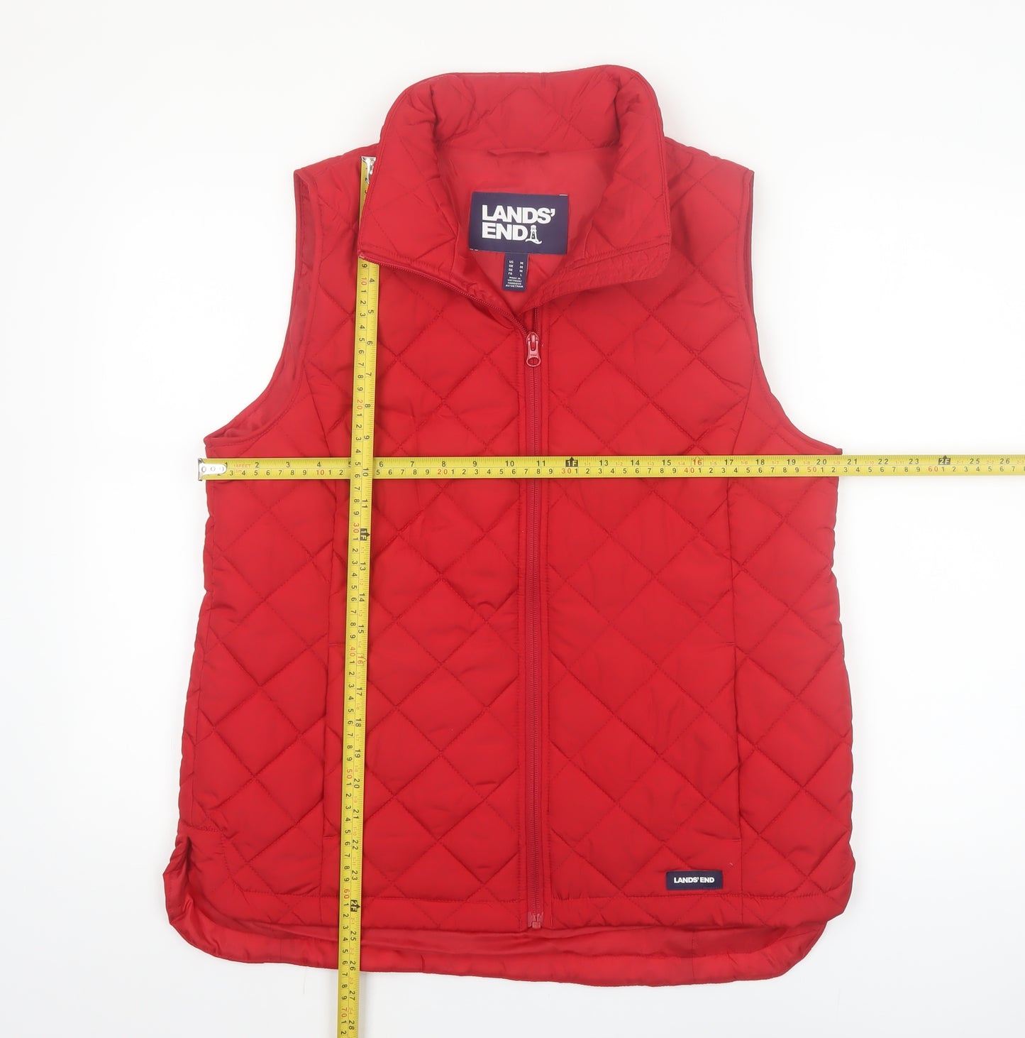 Lands' End Women's Red Quilted Padded Waistcoat M
