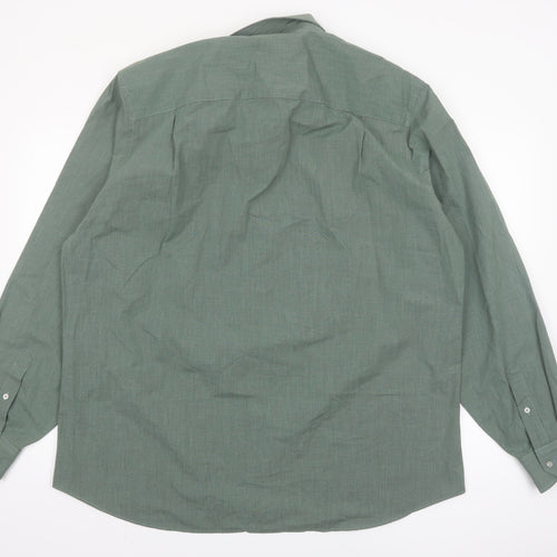 Next Men's Green Regular Fit Long Sleeve Button-Up Shirt Size 18