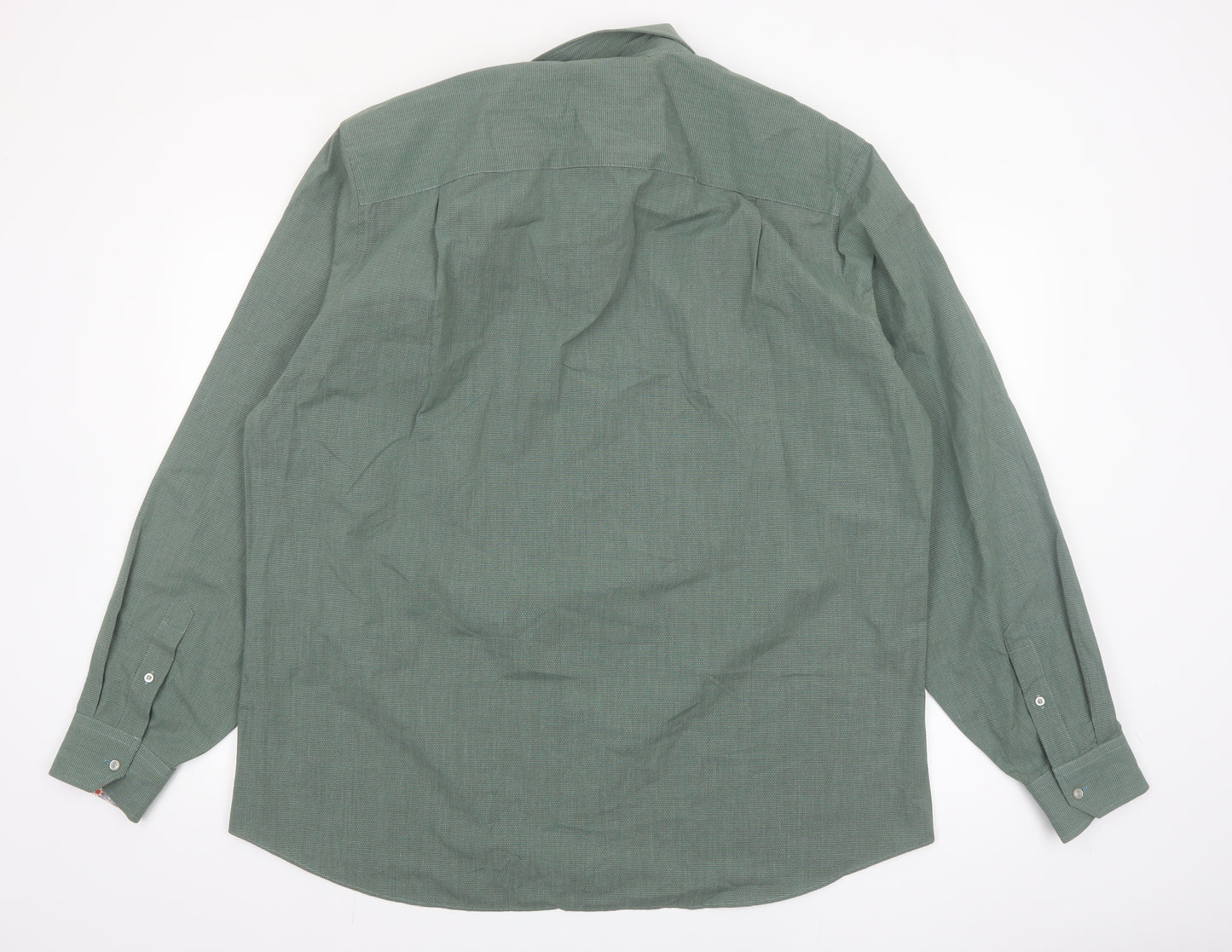 Next Men's Green Regular Fit Long Sleeve Button-Up Shirt Size 18