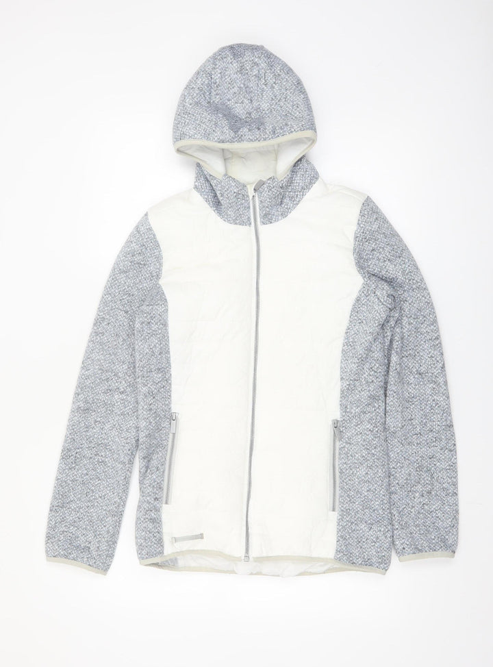 McKINLEY Womens Grey Hooded Puffer Jacket Size 12 Lined Full Zip