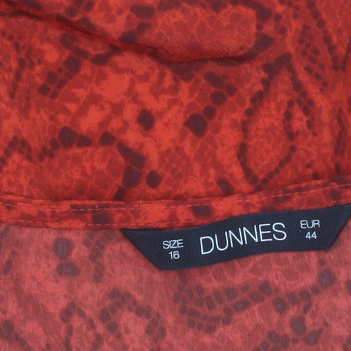 Dunnes Women Red Animal Print Sleeveless Ruffle Shift Dress Size 16