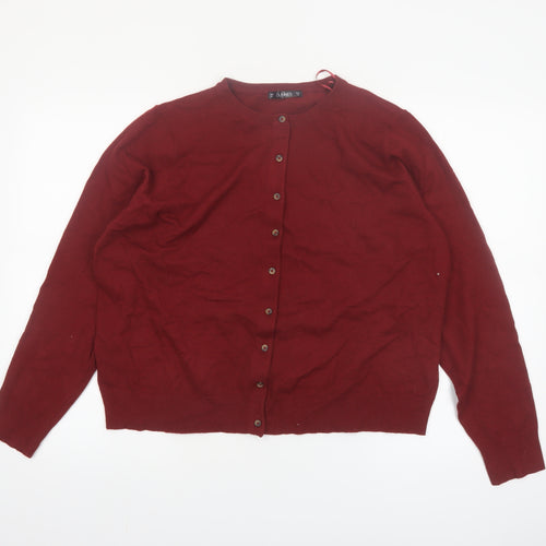 Dunnes Women Red Cardigan XL Long Sleeve Crew Neck Knit