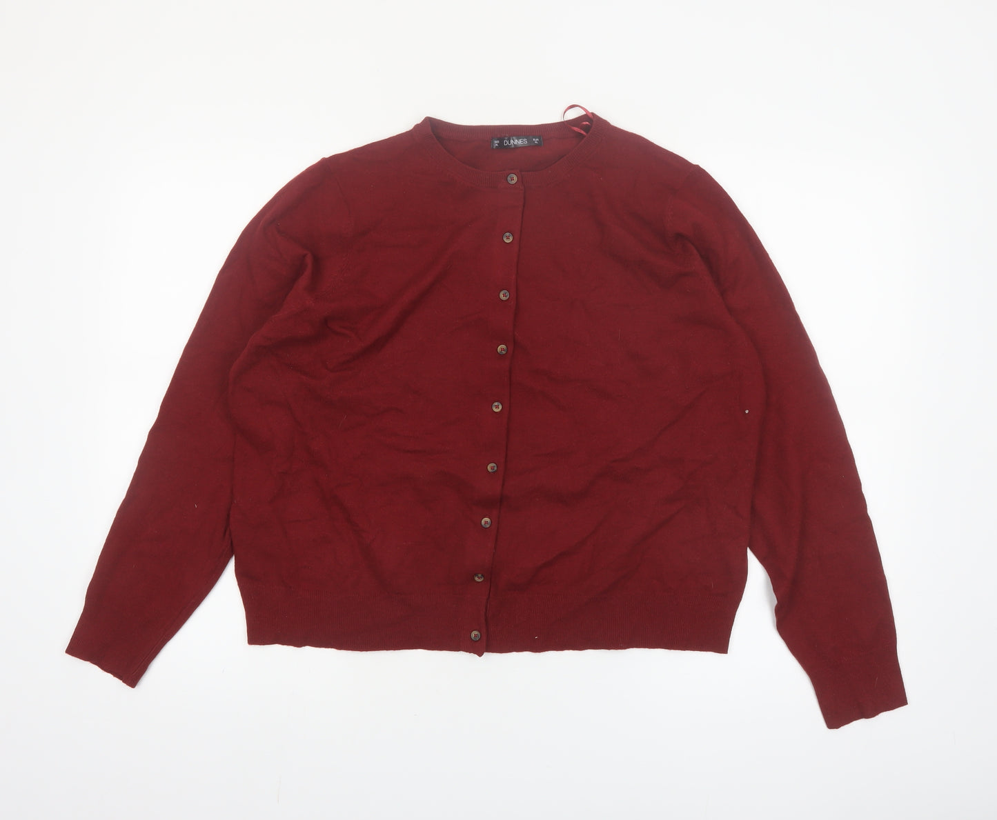 Dunnes Women Red Cardigan XL Long Sleeve Crew Neck Knit