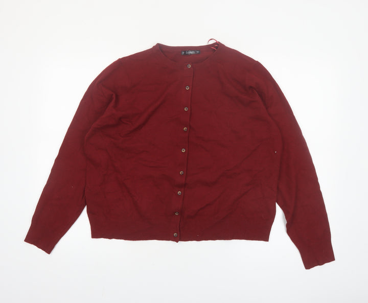 Dunnes Women Red Cardigan XL Long Sleeve Crew Neck Knit