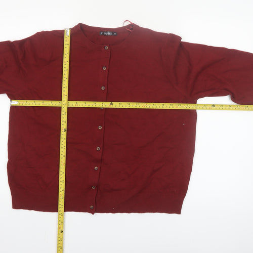 Dunnes Women Red Cardigan XL Long Sleeve Crew Neck Knit