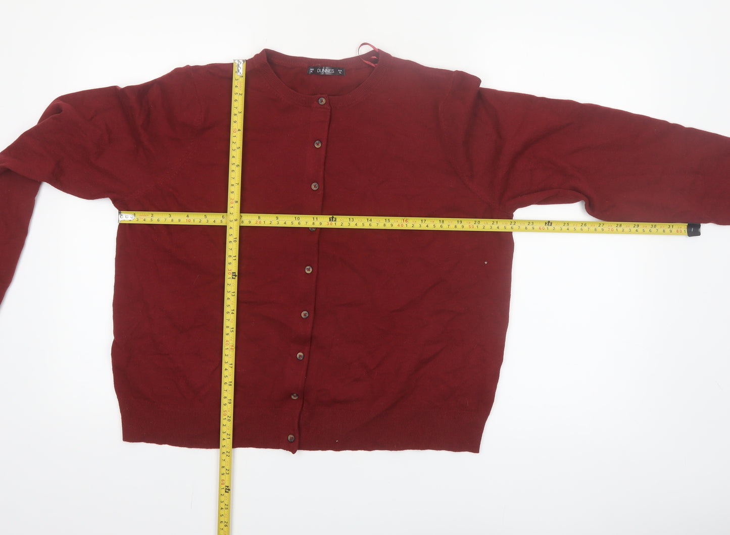 Dunnes Women Red Cardigan XL Long Sleeve Crew Neck Knit