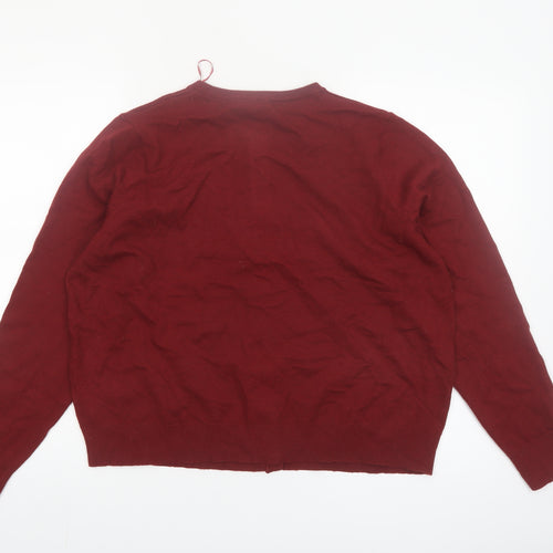 Dunnes Women Red Cardigan XL Long Sleeve Crew Neck Knit