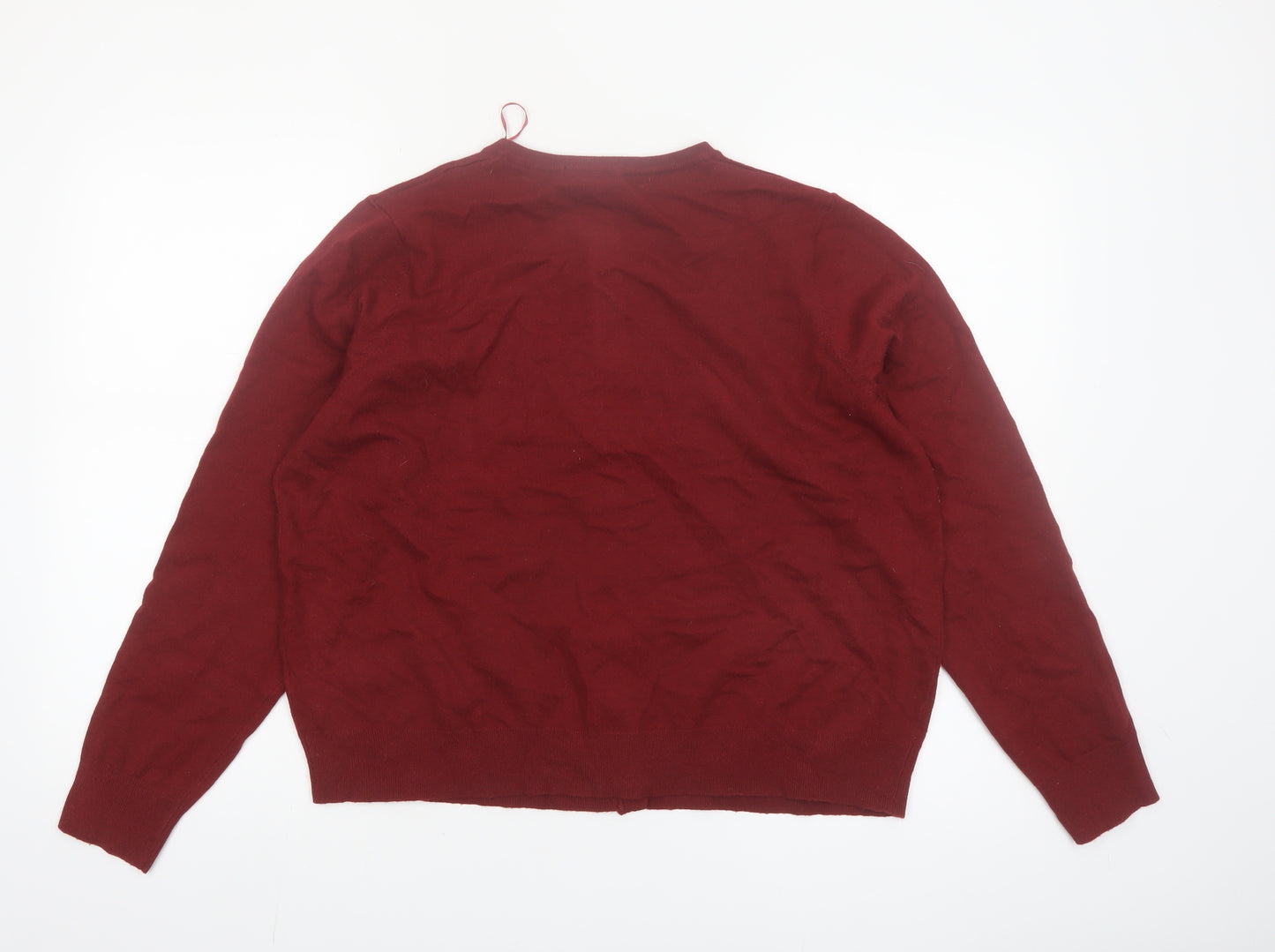 Dunnes Women Red Cardigan XL Long Sleeve Crew Neck Knit
