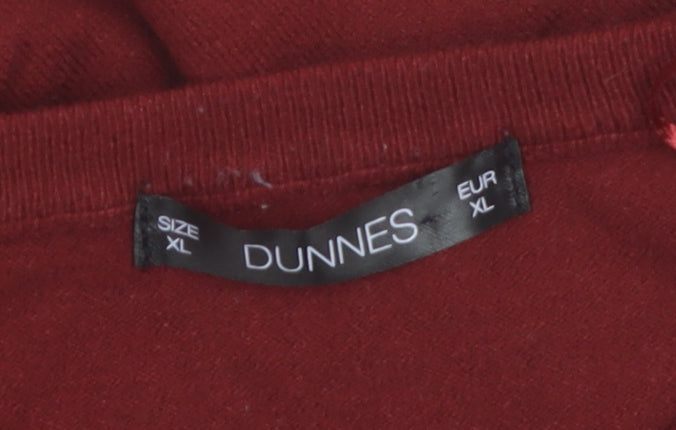 Dunnes Women Red Cardigan XL Long Sleeve Crew Neck Knit