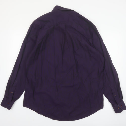 Yeats Ireland Men's Purple Cotton Button-Up Long Sleeve Shirt L Regular Fit