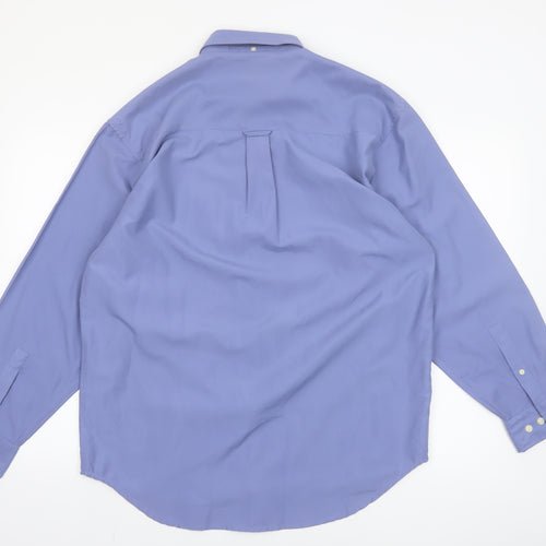 Whispering Smith Men's Blue Long Sleeve Polyester Button-Up Shirt M