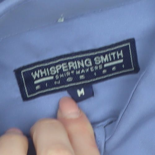 Whispering Smith Men's Blue Long Sleeve Polyester Button-Up Shirt M