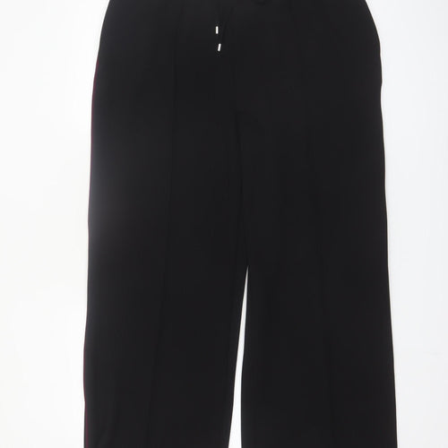 Dunnes Women Black Wide-Leg Drawstring Trousers Size M
