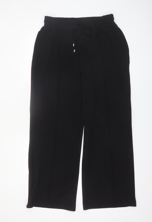Dunnes Women Black Wide-Leg Drawstring Trousers Size M