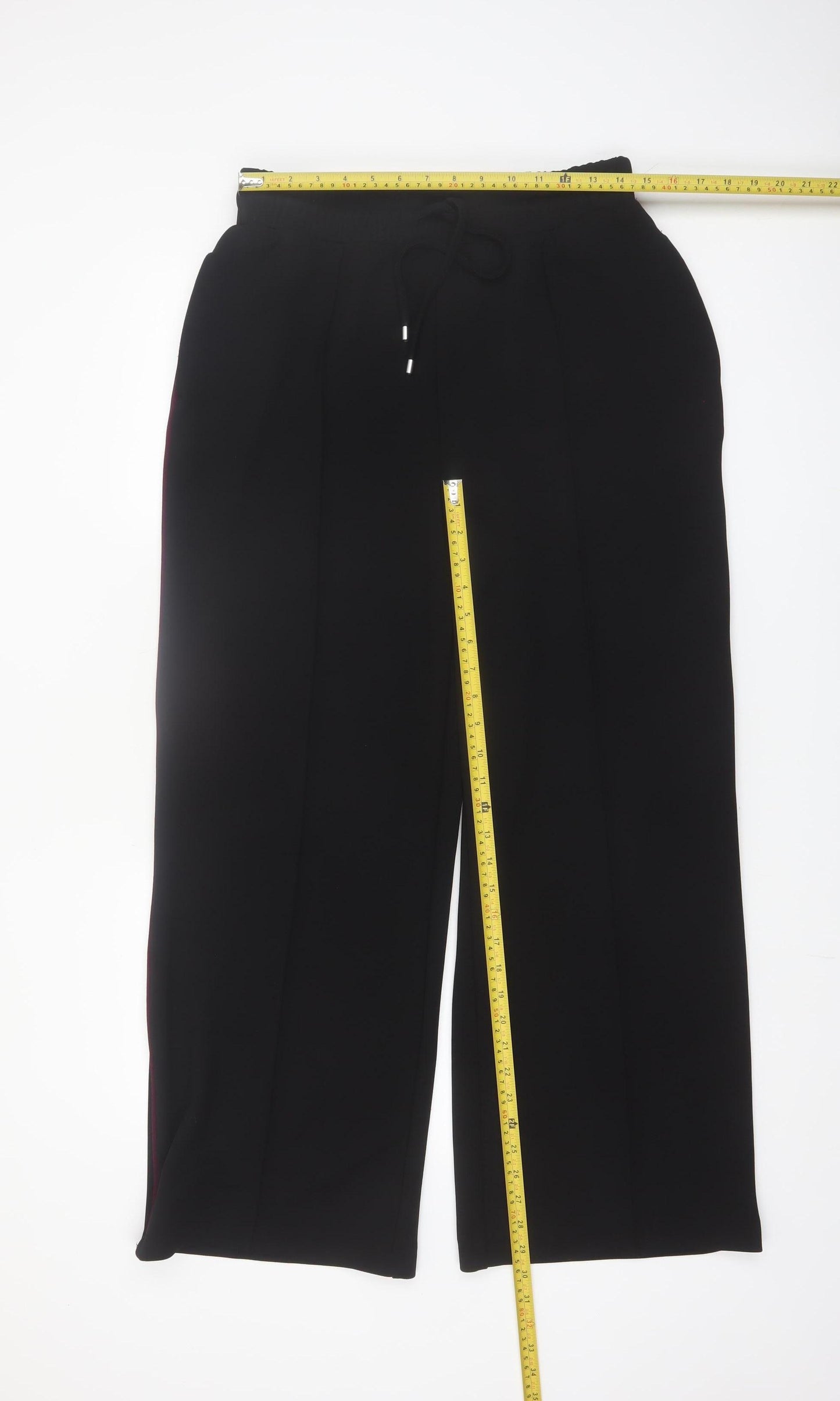 Dunnes Women Black Wide-Leg Drawstring Trousers Size M