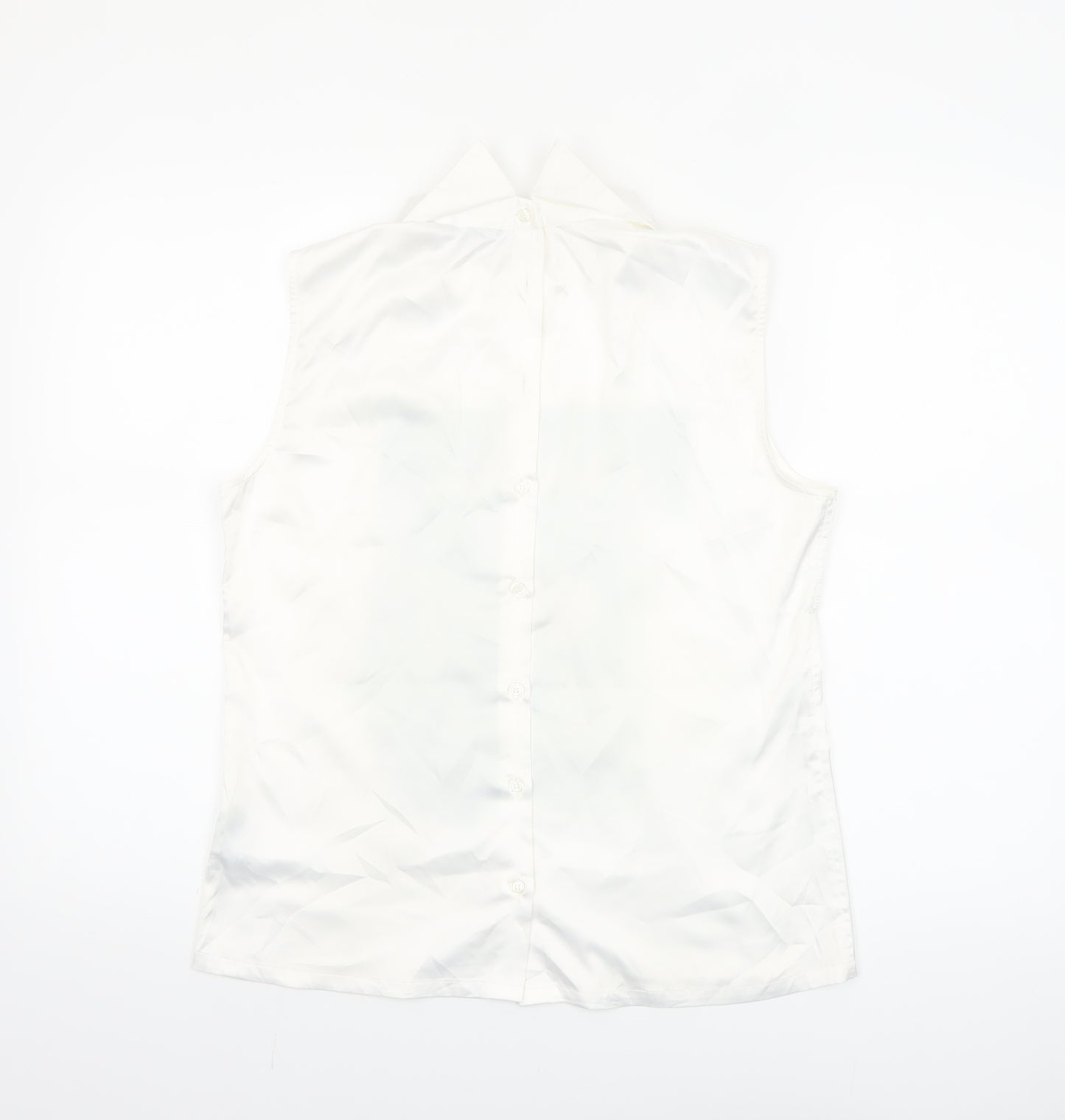 Rowen Avenue Women’s White Sleeveless Collared Floral Blouse Size 10
