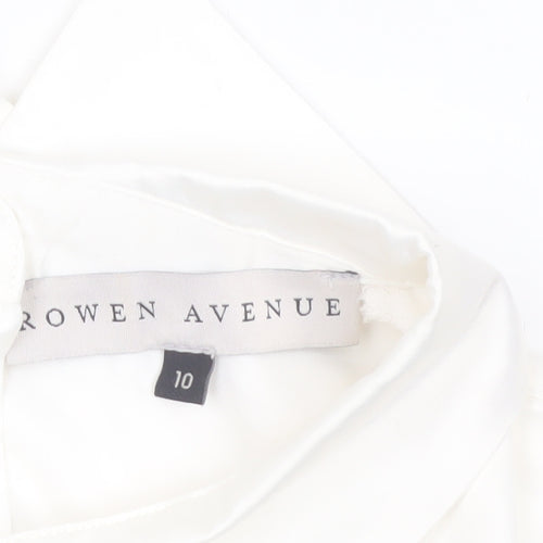 Rowen Avenue Women’s White Sleeveless Collared Floral Blouse Size 10