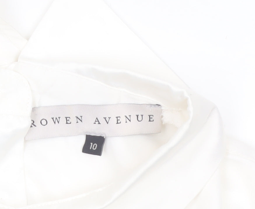 Rowen Avenue Women’s White Sleeveless Collared Floral Blouse Size 10