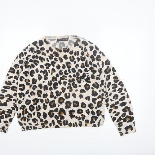Marks and Spencer Women’s Beige Leopard Print Acrylic Jumper Size 14