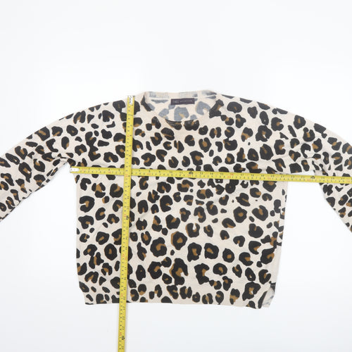 Marks and Spencer Women’s Beige Leopard Print Acrylic Jumper Size 14