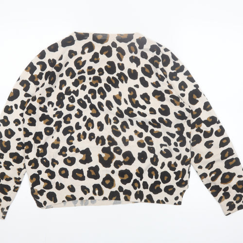Marks and Spencer Women’s Beige Leopard Print Acrylic Jumper Size 14