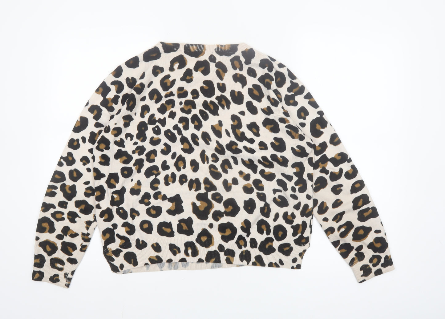 Marks and Spencer Women’s Beige Leopard Print Acrylic Jumper Size 14