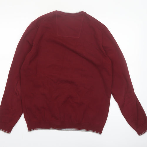 Hugo Boss Men’s Red Cotton Knit Crew Neck Jumper Size L