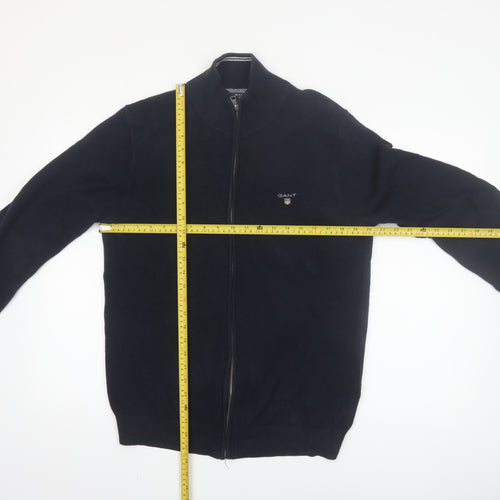 GANT Men's Blue Full Zip Cotton Jumper L High Neck Knit