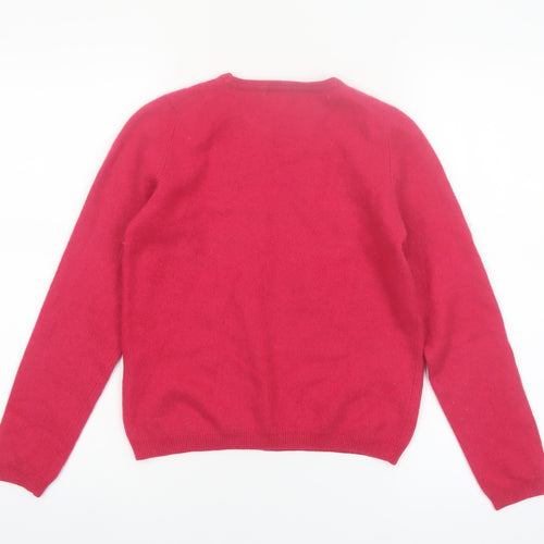 EWM Women Red 100% Cashmere Crew Neck Pullover Jumper Size S