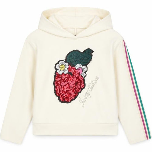 Juicy Couture Girls Ivory Sequin Flower Pullover Hoodie 10-11 Years