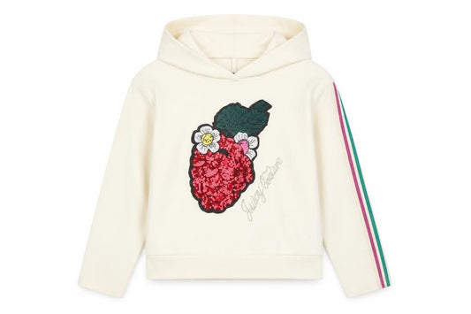 Juicy Couture Girls Ivory Sequin Flower Pullover Hoodie 10-11 Years