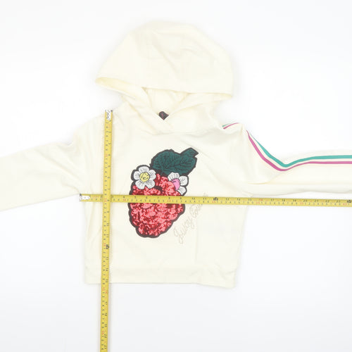 Juicy Couture Girls Ivory Sequin Flower Pullover Hoodie 10-11 Years