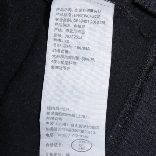 Hollister Womens Black XS Pullover Hoodie with Logo Detail
