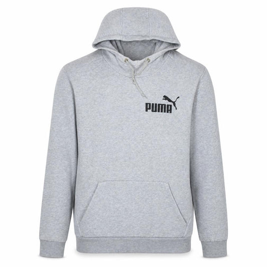Front view of Puma Men's Grey Pullover Hoodie, size L, Fleece Sportswear