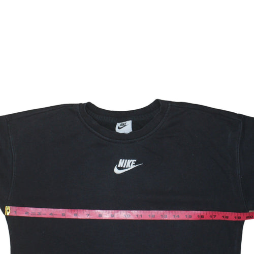 Nike Boys Black Pullover Sweatshirt L (146) Crew Neck Fleece Logo
